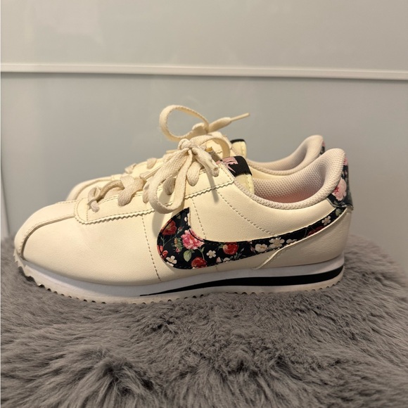 Nike Women's Floral Cream Cortez Sneakers - Picture 2 of 7